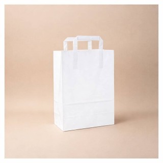 Bolsa de Papel Asa Plana Blanco Celulosa 32+16x45 Caja de 250 Unidades