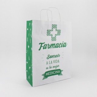 Bolsa de Papel Asa Rizada Farmacia 25+11x34 Caja de 250 Unidades