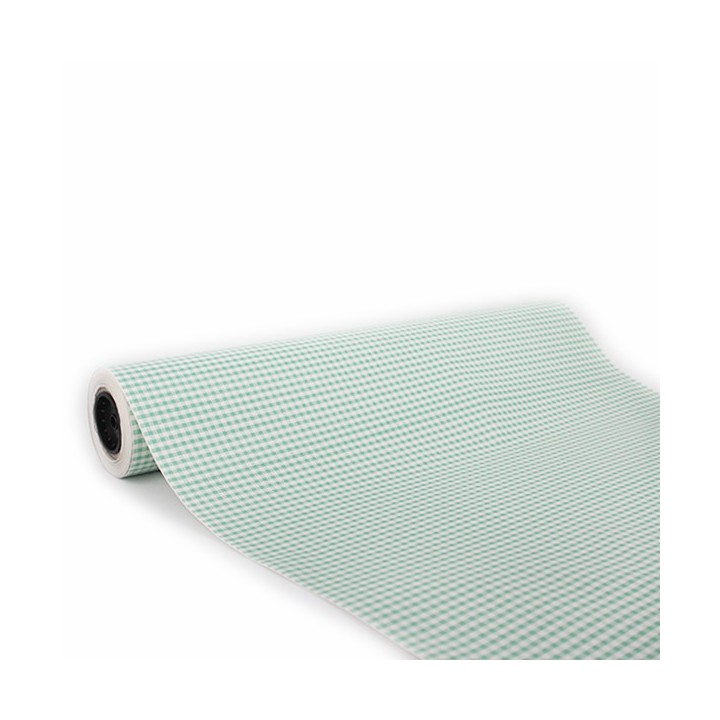 Bobina de Papel de Regalo Cuadros Vichy Verde 62cms 80m