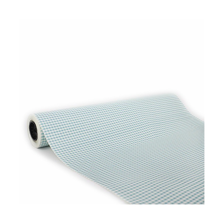 Bobina de Papel de Regalo Cuadros Vichy Azul 62cms 80m