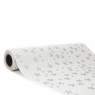 Bobina de Papel de Regalo Estrellas Plata 62cms 80m