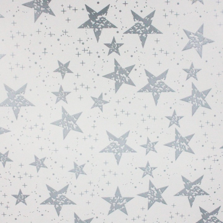 Bobina de Papel de Regalo Estrellas Plata 62cms 80m