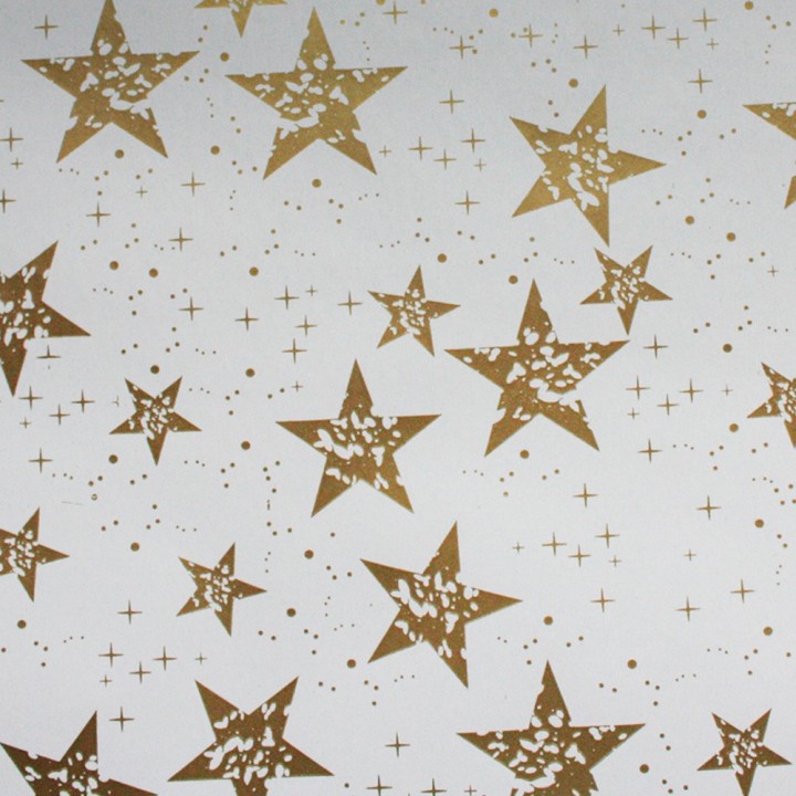Bobina de Papel de Regalo Estrellas Oro 62cms 80m