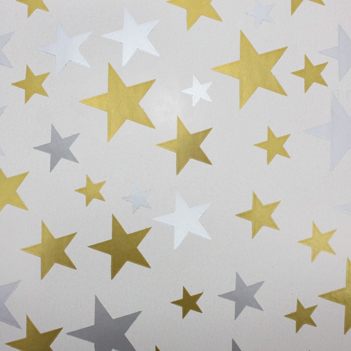 Bobina de Papel de Regalo Estrellas Plata y Oro 62cms 80m