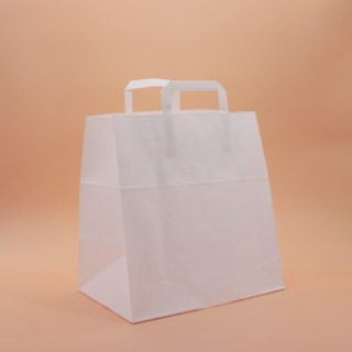 Bolsa de Papel Asa Plana Blanco Celulosa 28+17x29 Caja de 250 Unidades