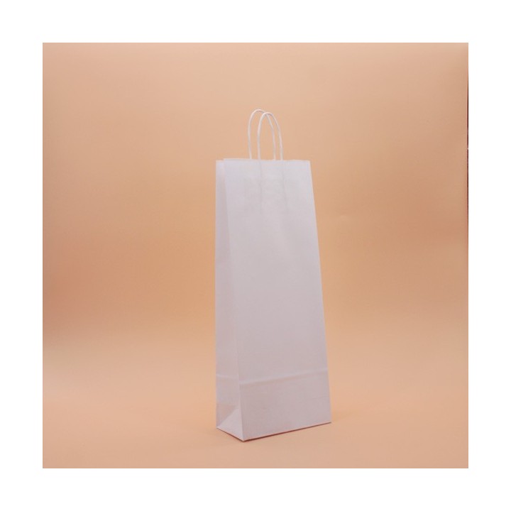 Bolsa de Papel Asa Rizada Botella 15+8x39,5 Caja de 500 Unidades