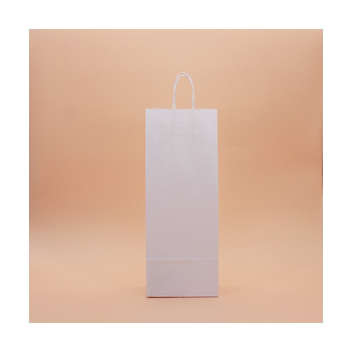 Bolsa de Papel Asa Rizada Botella 15+8x39,5 Caja de 500 Unidades