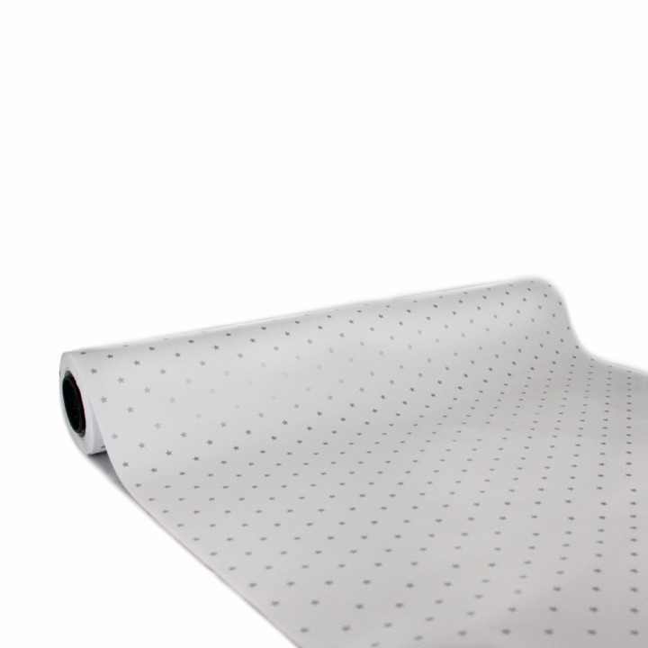Bobina de Papel de Regalo Estrellitas Plata 62cms 80m