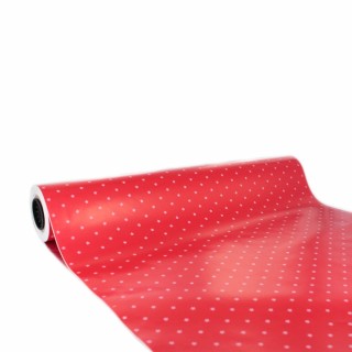 Bobina de Papel de Regalo Rojo con Estrellitas en Blanco 62cms 80m