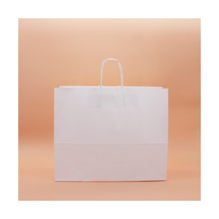 Bolsa de Papel Asa Rizada Blanco Celulosa 43+15x36 Caja de 250 Unidades