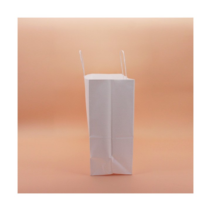 Bolsa de Papel Asa Rizada Blanco Celulosa 43+15x36 Caja de 250 Unidades