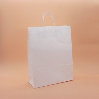 Bolsa de Papel Asa Rizada Blanco Celulosa 32+13x41 Caja de 250 Unidades