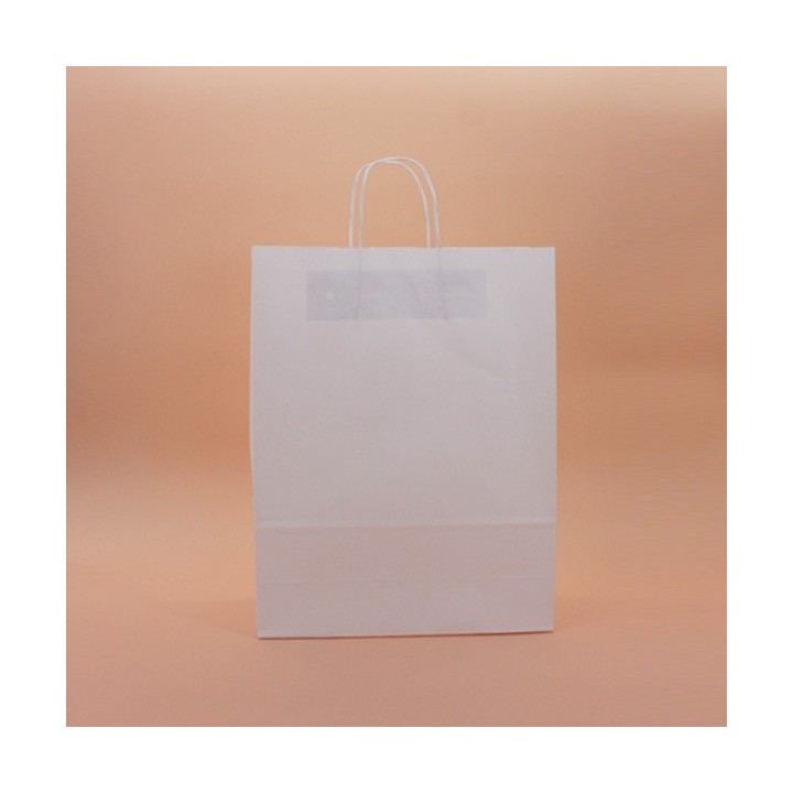 Bolsa de Papel Asa Rizada Blanco Celulosa 32+13x41 Caja de 250 Unidades
