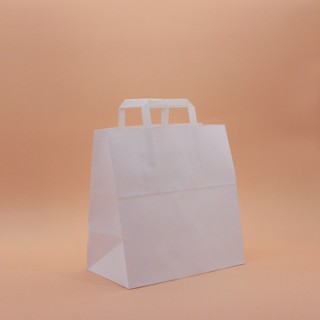 Bolsa de Papel Asa Plana Blanco Celulosa 28+17x29 Caja de 250 Unidades