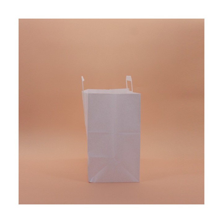 Bolsa de Papel Asa Plana Blanco Celulosa 28+17x29 Caja de 250 Unidades