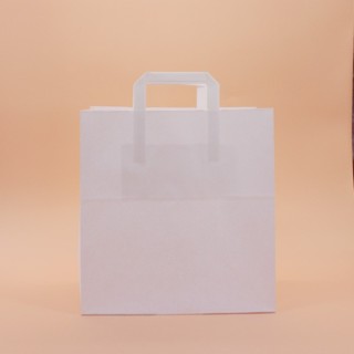 Bolsa de Papel Asa Plana Blanco Celulosa 32+21x32 Caja de 250 Unidades