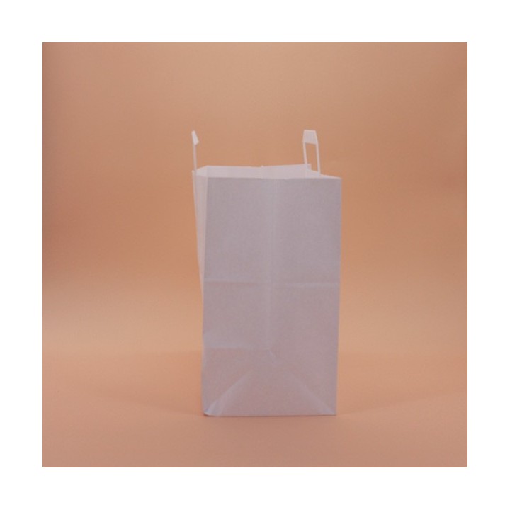 Bolsa de Papel Asa Plana Blanco Celulosa 32+21x32 Caja de 250 Unidades