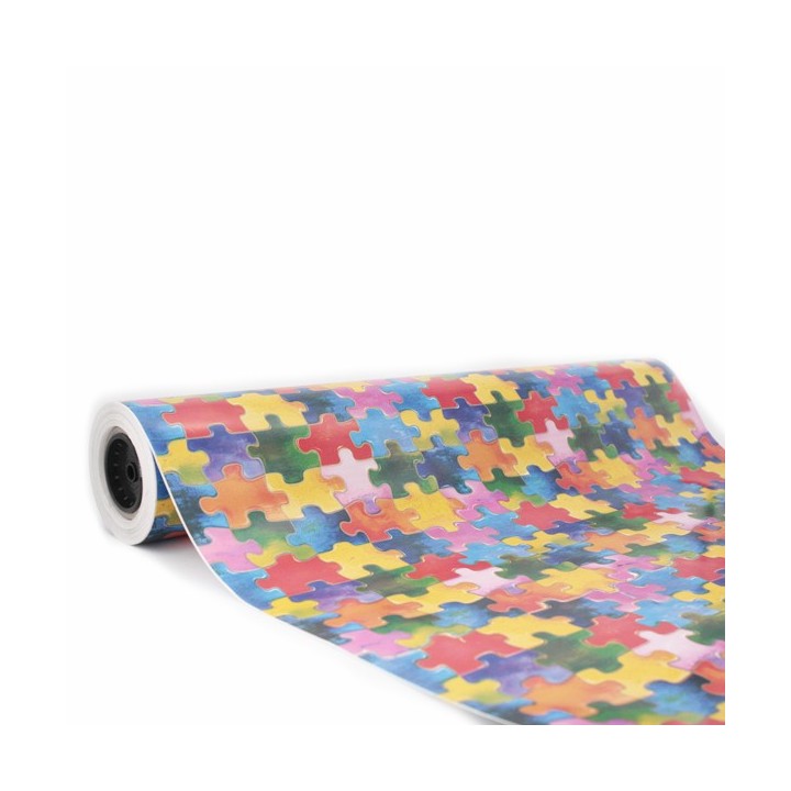 Bobina de Papel de Regalo Infantil Puzle Colores 62cms 80m