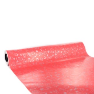 Bobina de Papel de Regalo Animales Plata Fondo Rojo 62cms 80m