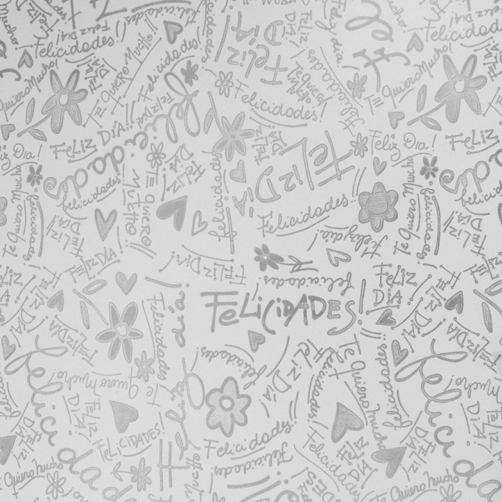 Bobina de Papel de Regalo Felicidades Plata 62cms 80m