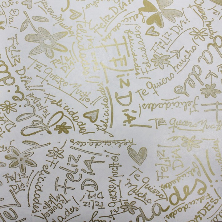 Bobina de Papel de Regalo Felicidades Oro 62cms 80m