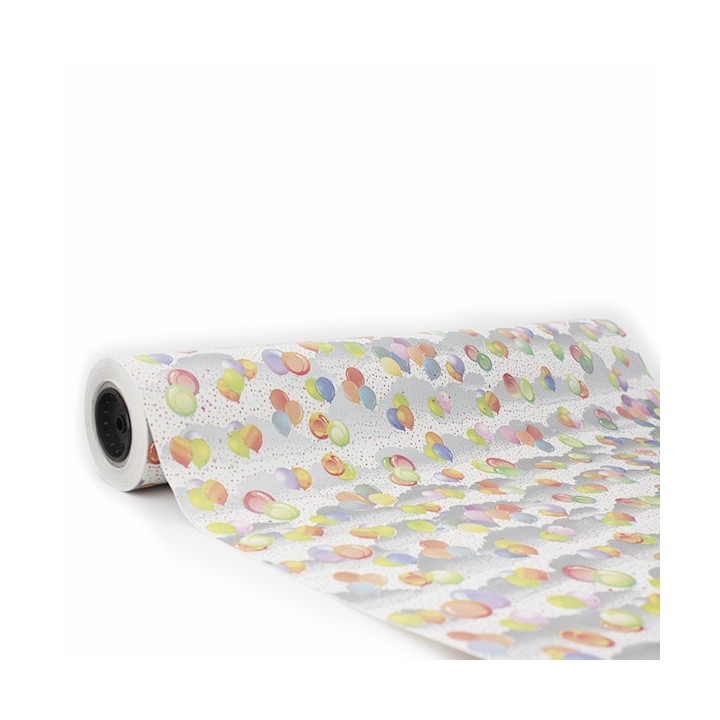 Bobina de Papel de Regalo Infantil Globos de Colores 62cms 80m