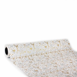 Bobina de Papel de Regalo Globos y Corazones Dorado y Plata  62cms 80m