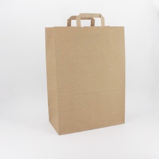 Bolsa de Papel Asa Plana Kraft Marrón 32+16x45 Caja de 250 Unidades