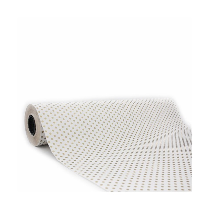 Bobina de Papel de Regalo Topo Oro 62cms 80m