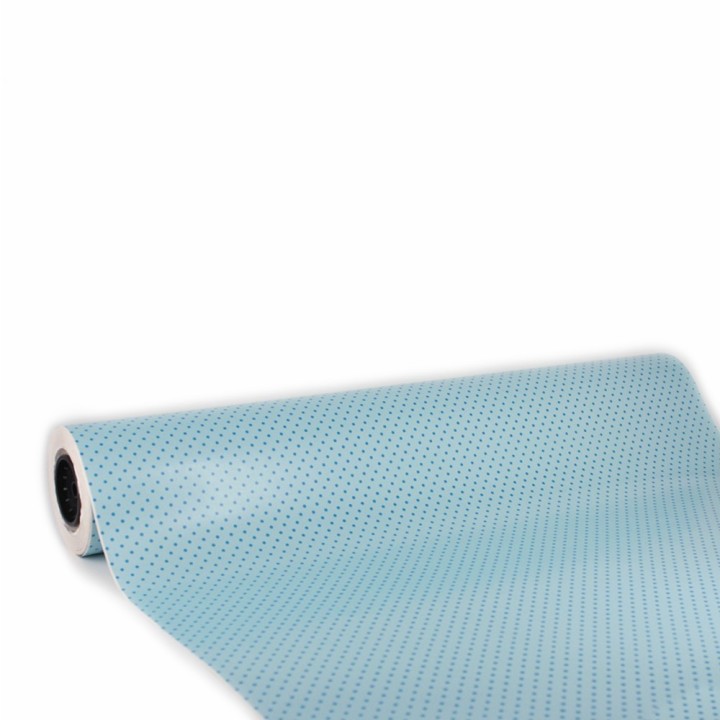 Bobina de Papel de Regalo Fondo Celeste con Topos Azul 62cms 80m