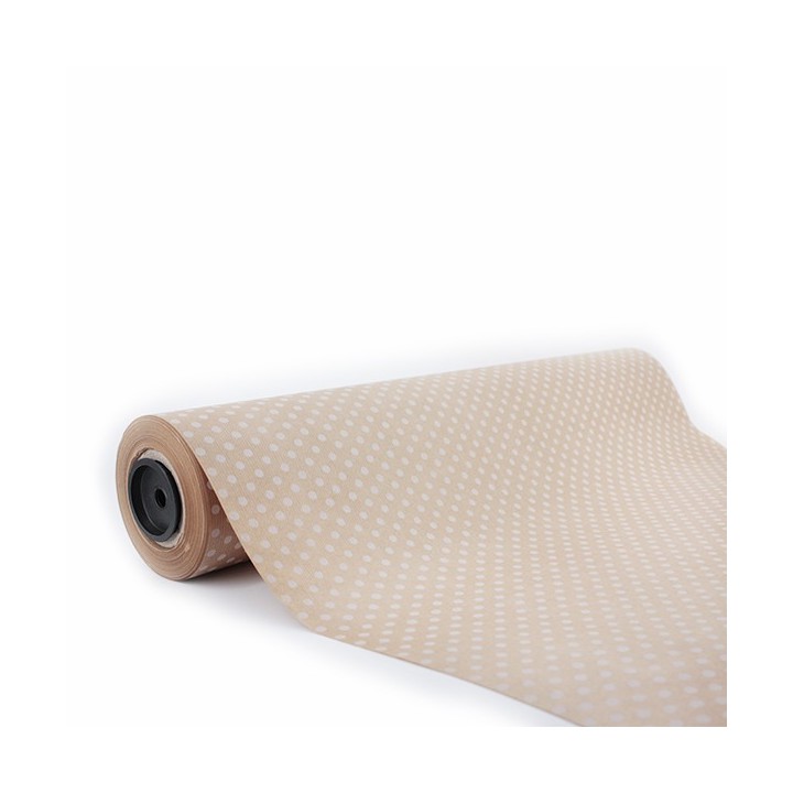 Bobina de Papel de Regalo Kraft Lunares Medianos 62cms 100m