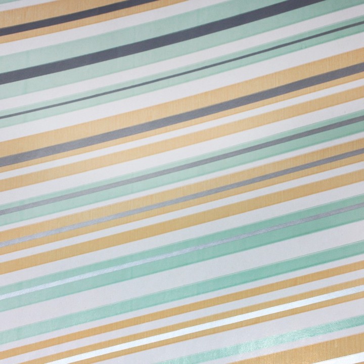 Bobina de Papel de Regalo Estucado Rayas Rosa, Plata y Celeste 62cms 80m