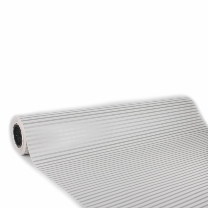 Bobina de Papel de Regalo Estucado Rayas Plata 62cms 80m