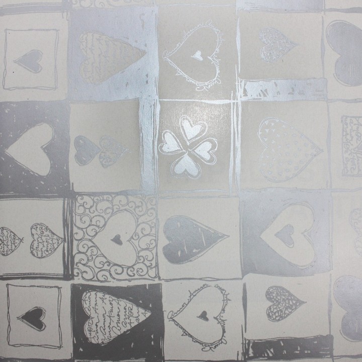 Bobina de Papel de Regalo Corazones Plata  62cms 80m