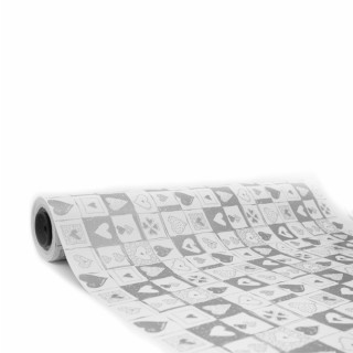 Bobina de Papel de Regalo Corazones Plata  62cms 80m