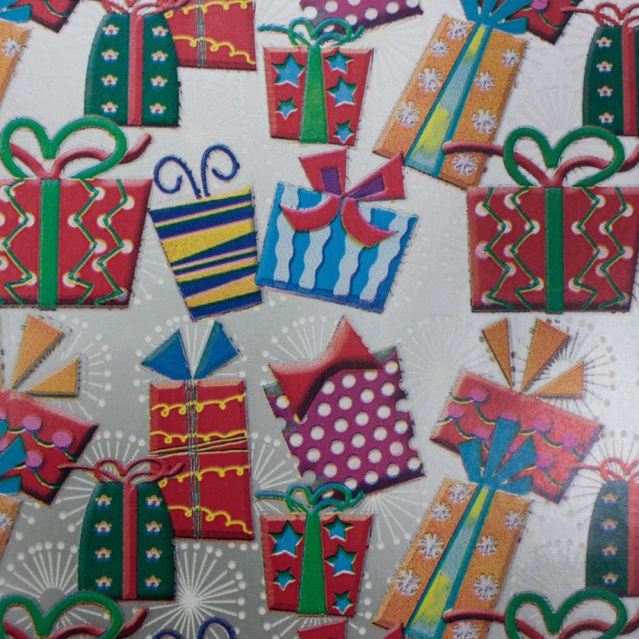 Bobina de Papel de Regalo Cajas de Regalo en Varios Colores Fondo Plata 62cms 80m