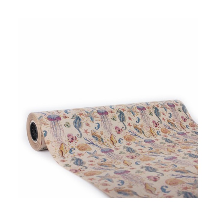 Bobina de Papel de Regalo Kraft Detalles Mar 62cms 100m