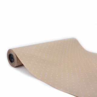 Bobina de Papel de Regalo Kraft Estrellitas Blancas 62cms 100m