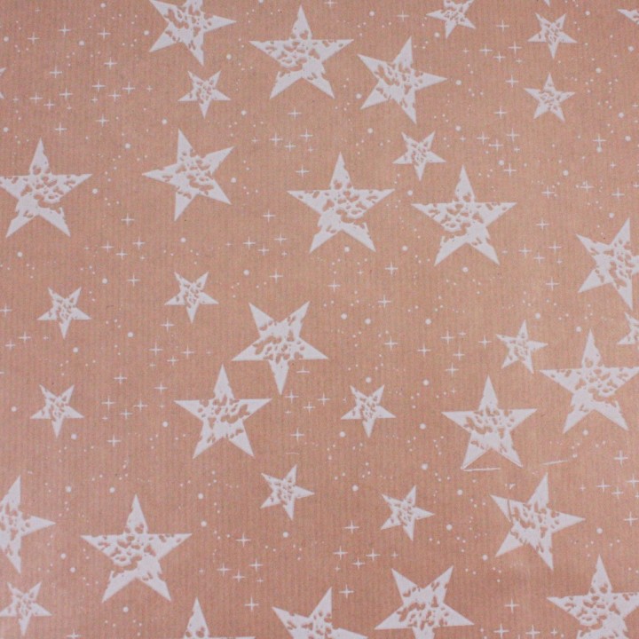 Bobina de Papel de Regalo Kraft Estrellas Blancas Despintadas 62cms 100m