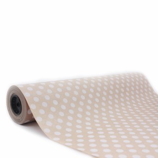 Bobina de Papel de Regalo Kraft Lunares Grandes Blancos 62cms 100m