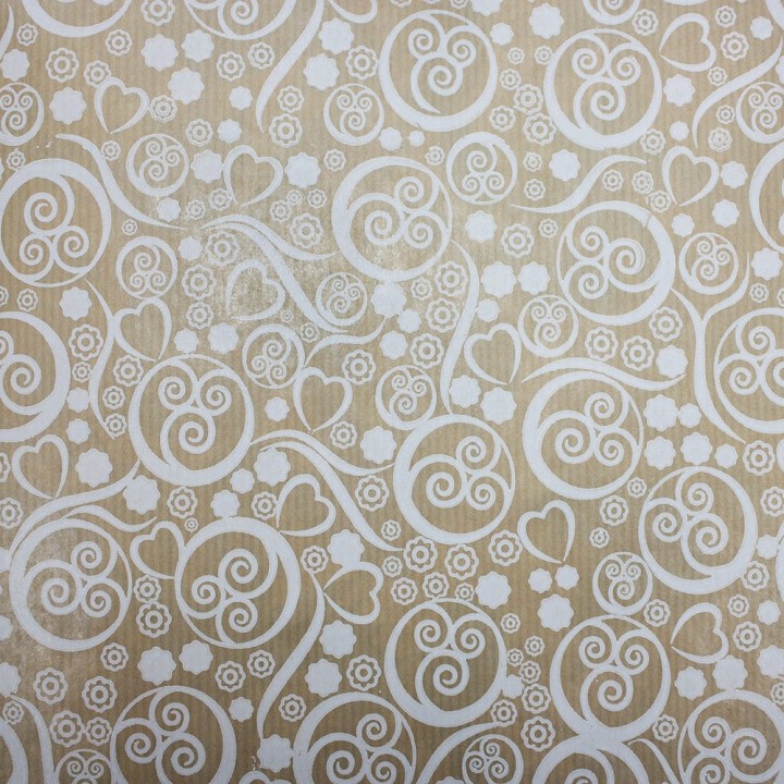 Bobina de Papel de Regalo Kraft Estampado Blanco 62cms 100m