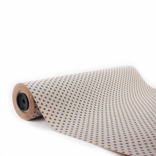 Bobina de Papel de Regalo Kraft Lunares Medianos Blancos 62cms 100m