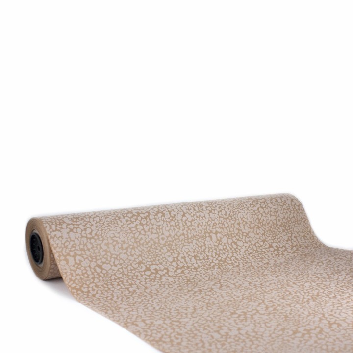 Bobina de Papel de Regalo Kraft Manchas Leopardo Blancas 62cms 100m
