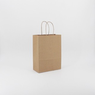 Bolsa de Papel Asa Rizada Kraft Marrón 18+9x25 Caja de 250 Unidades
