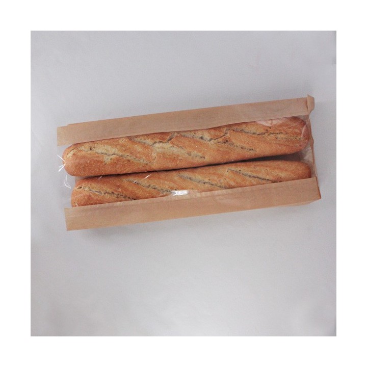 Bolsa de Papel Sobre Pan 3 Barras 20+5x50 Con Ventana Caja de 1.000 Unidades