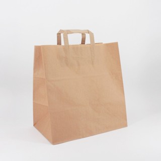 Bolsa de Papel Asa Plana Kraft Marrón 32+22x34 Caja de 250 Unidades