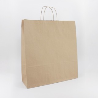 Bolsa de Papel Asa Rizada Kraft Marrón 45+15x49 Caja de 200 Unidades