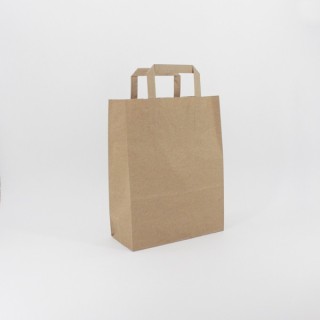 Bolsa de Papel Asa Plana Kraft Marrón 22+10x28 Caja de 250 Unidades