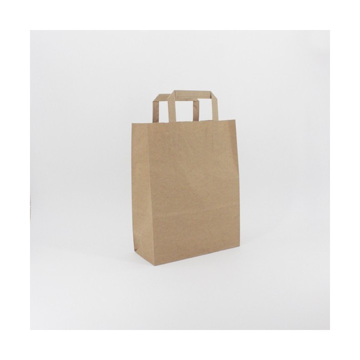 Bolsa de Papel Asa Plana Kraft Marrón 22+10x28 Caja de 250 Unidades