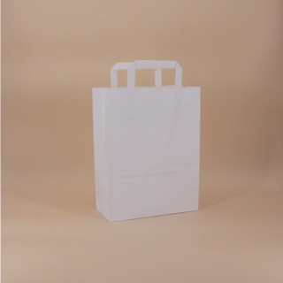 Bolsa de Papel Asa Plana Blanco Celulosa 18+9x25 Caja de 250 Unidades